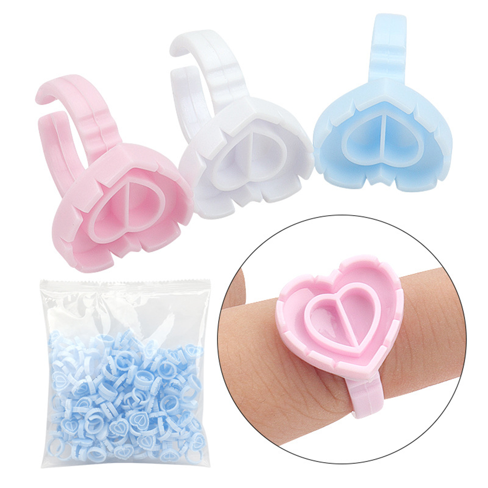 Heart-Shaped Plastic Lash Glue Rings Fan Blossom Glue Cups